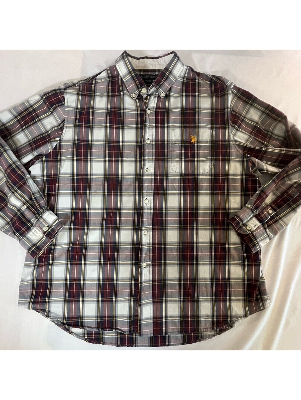 US Polo Assn Oxford Classic Fit Checkered Longsleeve Button Up XXL